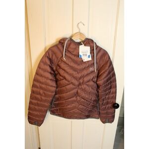 Varg Algon Down Hood Jacket Women's Size S Lightweight Puffer Coat Brown